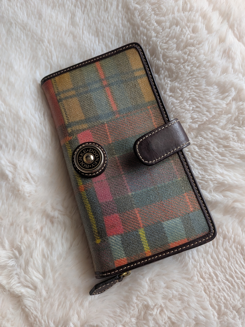 Dooney & Bourke Plaid Leather Zip Wallet - Multicolor
